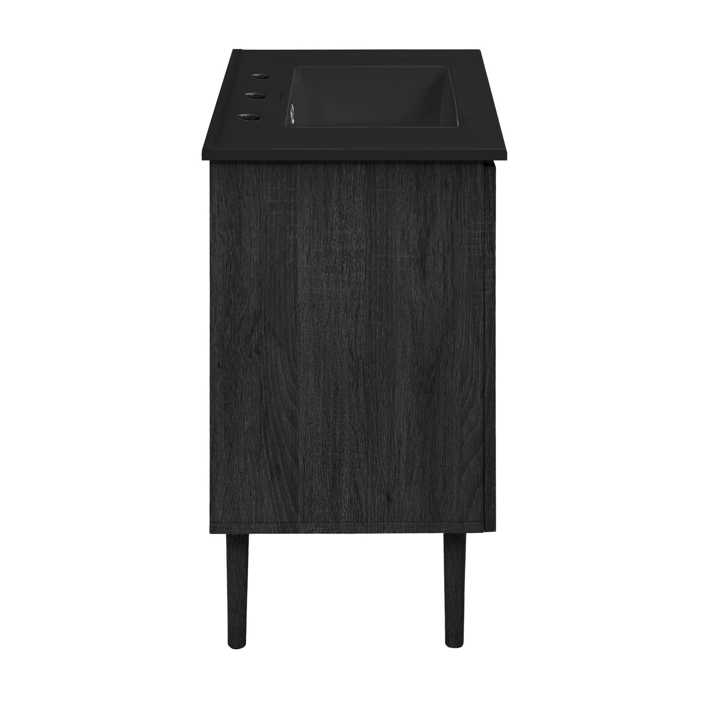 Swiss Madison, Bron 36" Freestanding Bathroom Vanity in Black Oak with Black 3-Hole Widespread Sink Top