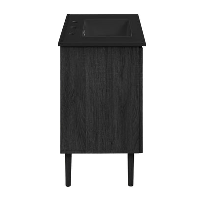 Swiss Madison, Bron 36" Freestanding Bathroom Vanity in Black Oak with Black 3-Hole Widespread Sink Top
