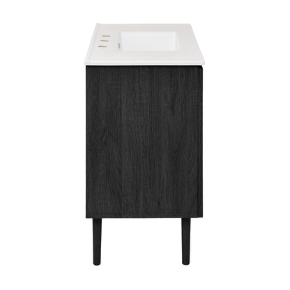 Swiss Madison, Bron 36" Freestanding Bathroom Vanity in Black Oak with 3-Hole Widespread Sink Top