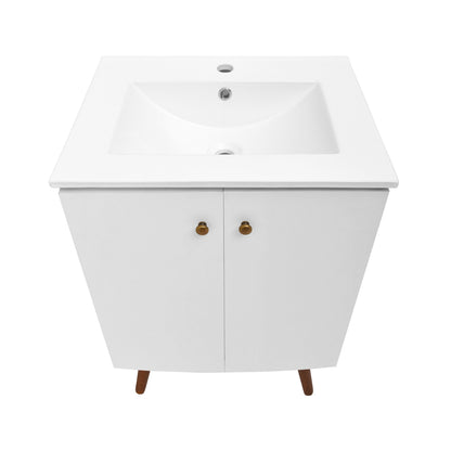 Swiss Madison, Manoir 24" Freestanding Bathroom Vanity in White with Sink Top