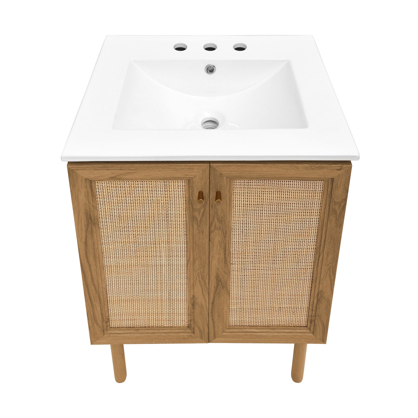 Swiss Madison, Classe 24" Freestanding Bathroom Vanity in Golden Oak with 3-Hole Centerset Sink Top