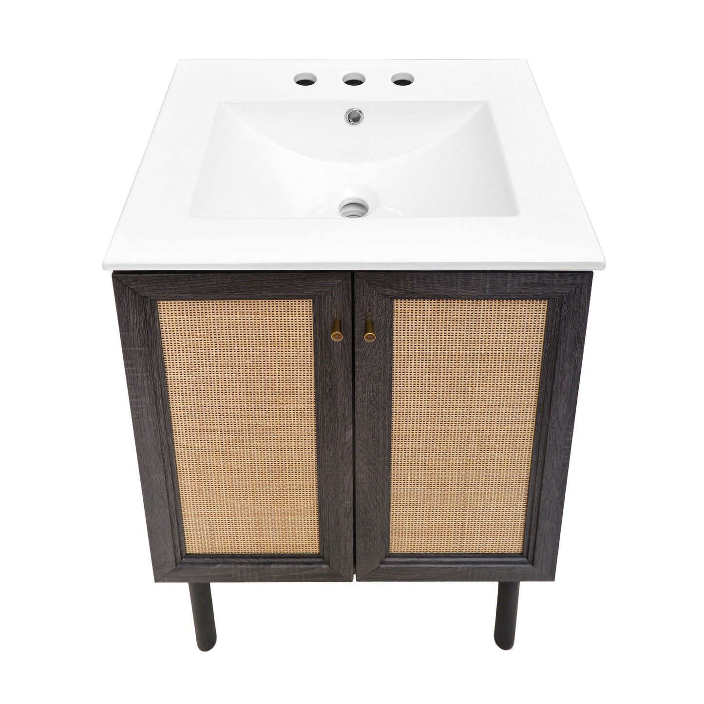 Swiss Madison, Classe 24" Freestanding Bathroom Vanity in Black Oak with 3-Hole Centerset Sink Top