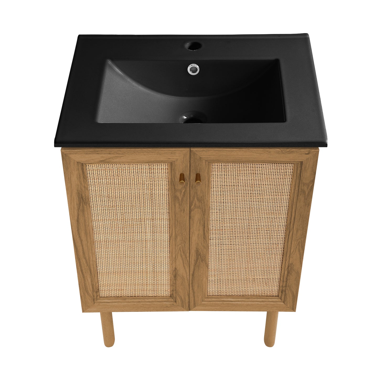 Swiss Madison, Classe 24" Freestanding Bathroom Vanity in Golden Oak with Black Sink Top