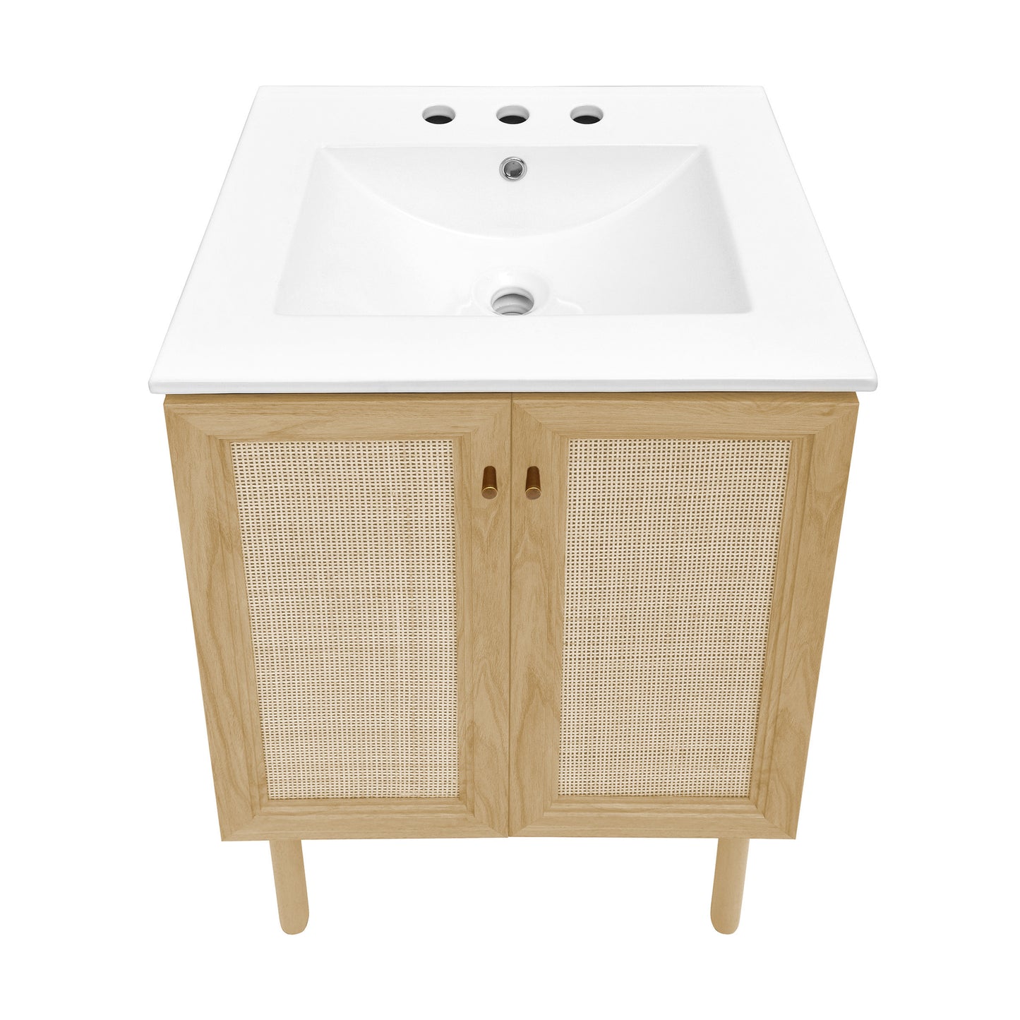 Swiss Madison, Classe 24" Freestanding Bathroom Vanity in Natural Oak with 3-Hole Centerset Sink Top