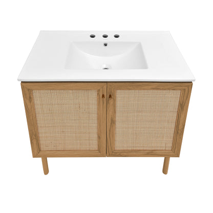 Swiss Madison Classe 36-inch freestanding bathroom vanity in Golden Oak — view 4