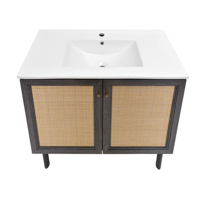 Swiss Madison, Classe 36" Freestanding Bathroom Vanity in Black Oak with Sink Top