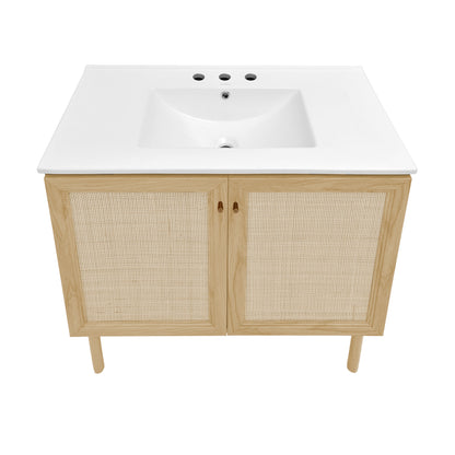 Swiss Madison Classe 36-inch freestanding bathroom vanity in Natural Oak — view 4