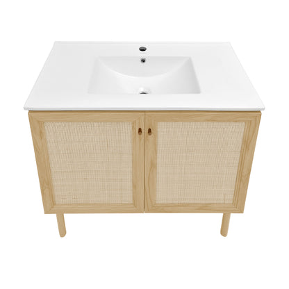 Swiss Madison Classe 36-inch freestanding bathroom vanity in Natural Oak — view 8