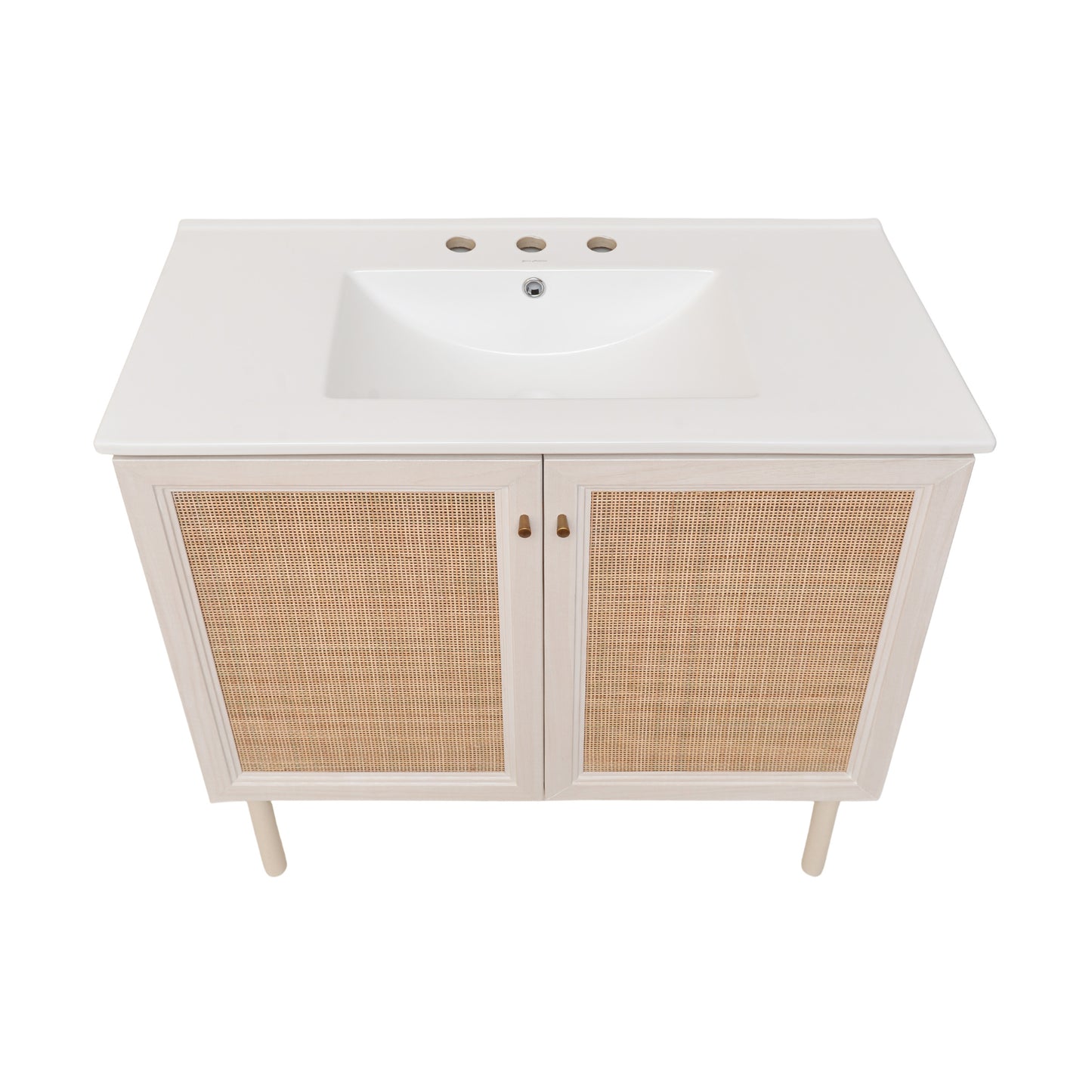Swiss Madison, Classe 36" Freestanding Bathroom Vanity in White Oak with 3-Hole Widespread Sink Top