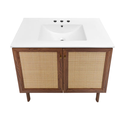 Swiss Madison Classe 36-inch freestanding bathroom vanity in Brown Oak — view 4