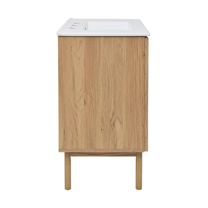 Swiss Madison, Classe 30" Freestanding Bathroom Vanity in Golden Oak with 3-Hole Widespread Sink Top