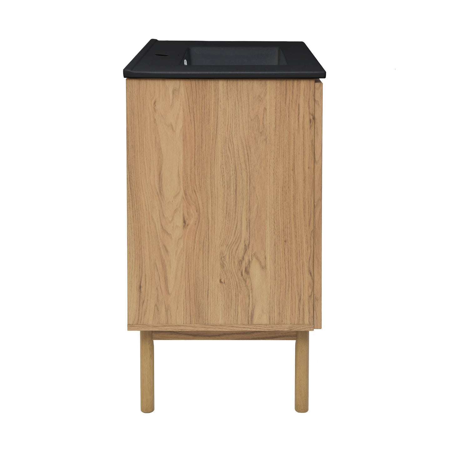 Swiss Madison, Classe 30" Freestanding Bathroom Vanity in Golden Oak with Black Sink Top