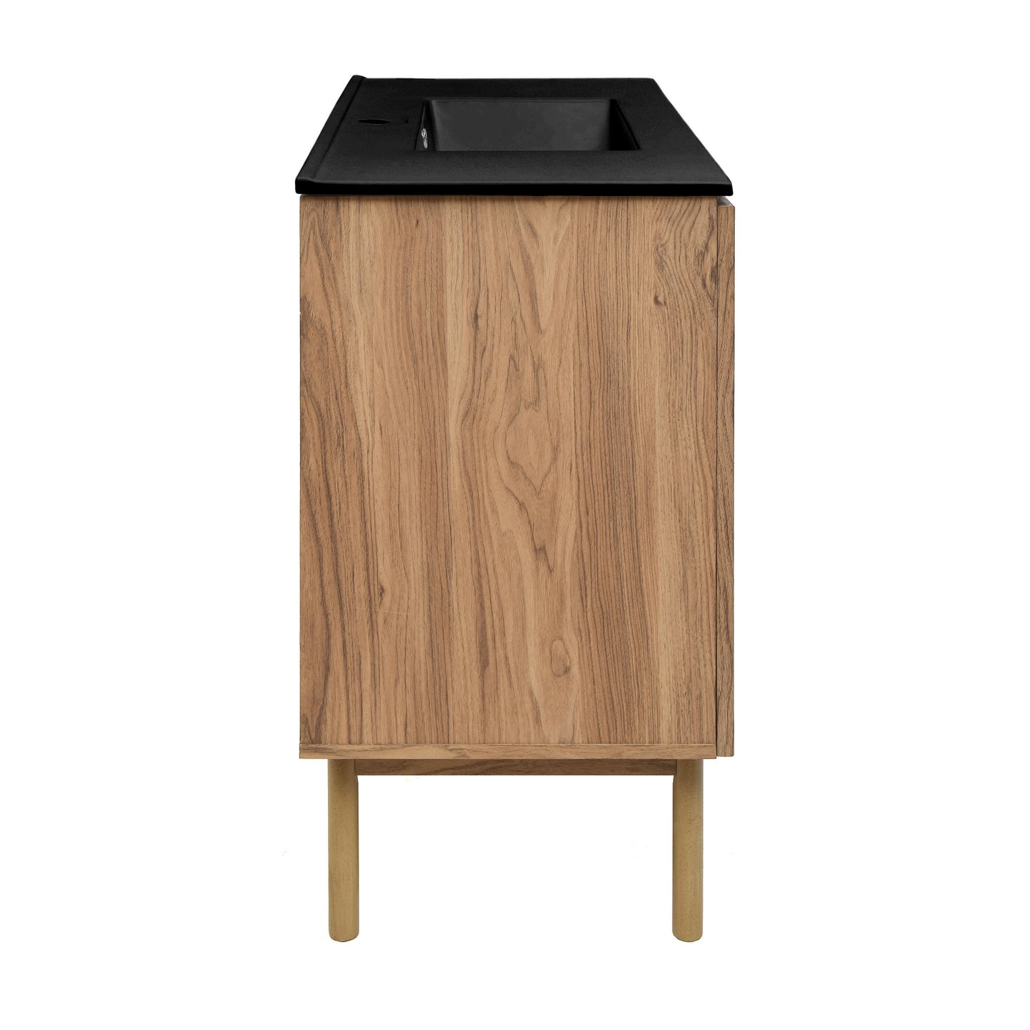 Swiss Madison, Classe 48" Freestanding Bathroom Vanity in Golden Oak with Black Sink Top