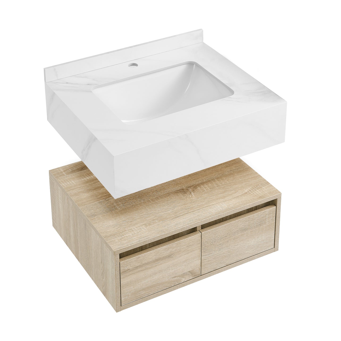 Swiss Madison, Avancer 24" Wall-Mounted Bathroom Vanity in Weathered Oak with Sink Top