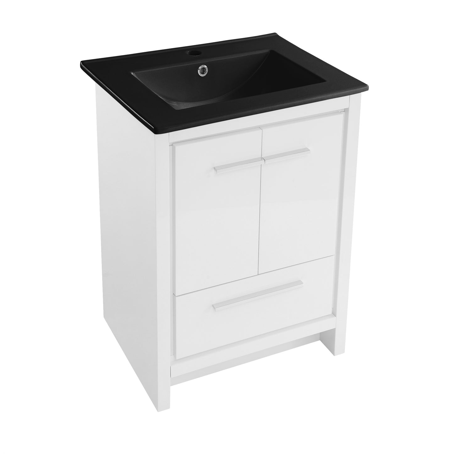 Swiss Madison, Virage 24 in. White Bathroom Vanity With Black Ceramic Sink Top