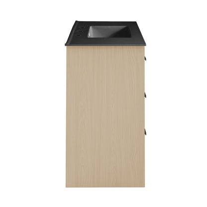 Swiss Madison, Virage 36 in. Brown Oak Bathroom Vanity With Black, 3-Hole Ceramic Sink Top
