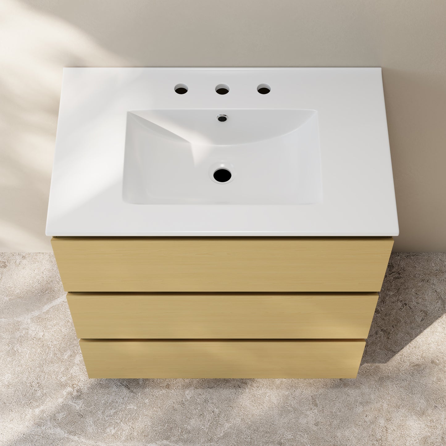 Swiss Madison, Liberte 30" Freestanding Bathroom Vanity in Natural Oak with 3-Hole Widespread Sink Top