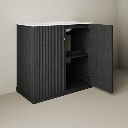 Swiss Madison, Lafayette 36" Freestanding Bathroom Vanity in Black Oak with Sink Top