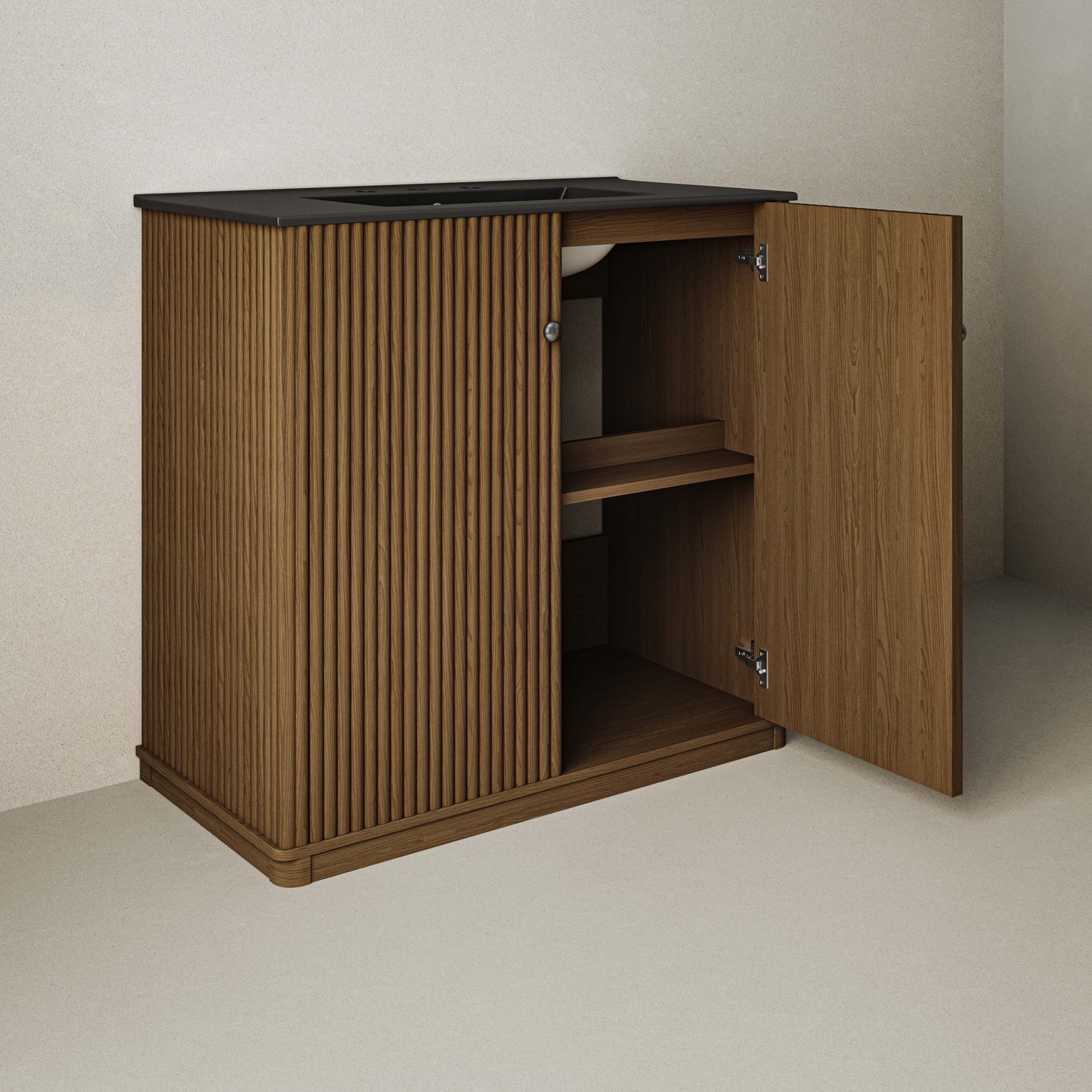 Swiss Madison Lafayette 36-inch freestanding bathroom vanity in Brown Oak — view 4