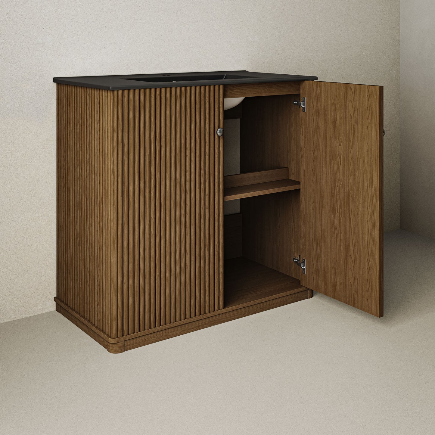 Swiss Madison Lafayette 36-inch freestanding bathroom vanity in Brown Oak — view 4