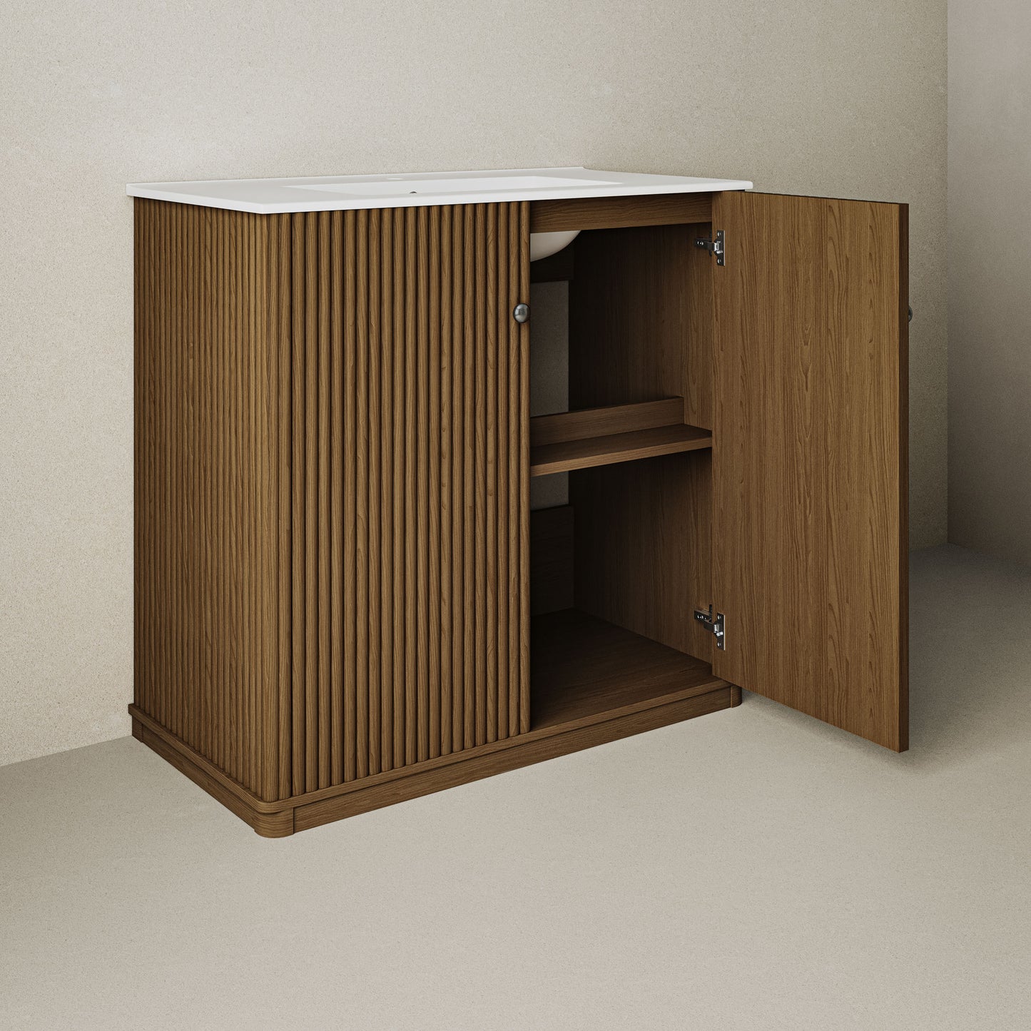 Swiss Madison, Lafayette 36" Bathroom Vanity in Brown Oak