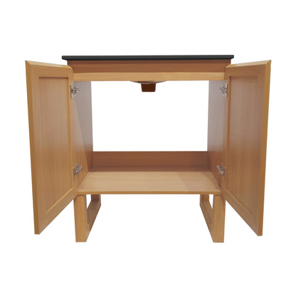 Swiss Madison, Arles 30 in. Natural Oak Bathroom Vanity With Black, 3-Hole Ceramic Sink Top