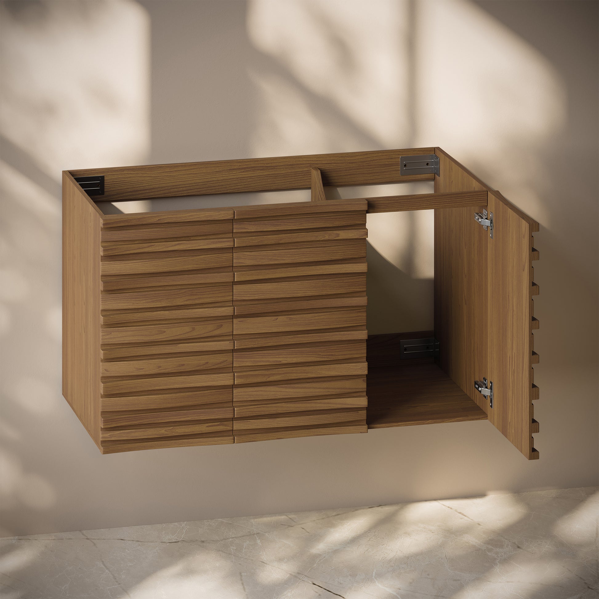 Swiss Madison Cascade 36-inch wall-mount bathroom vanity in Brown Oak — view 5