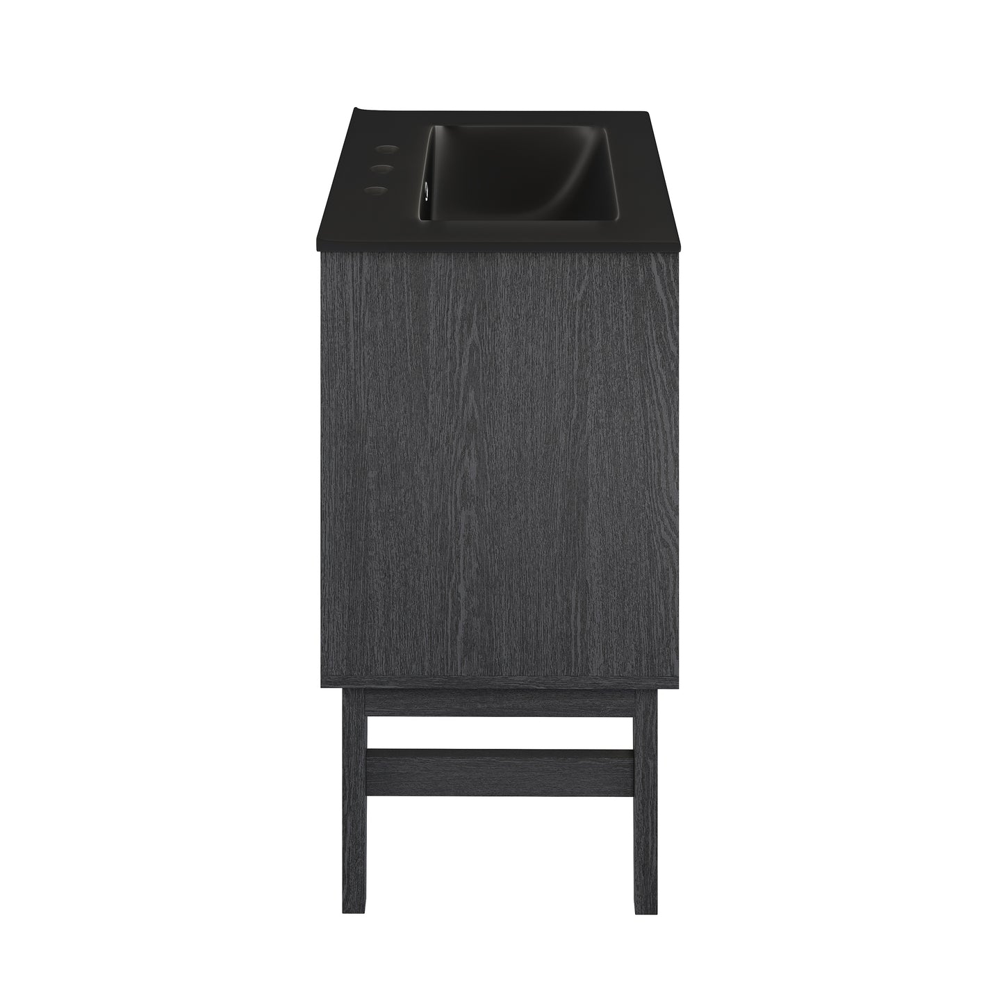 Swiss Madison, Bosse 24" Freestanding Bathroom Vanity in Black Oak with Black 3-Hole Centerset Sink Top