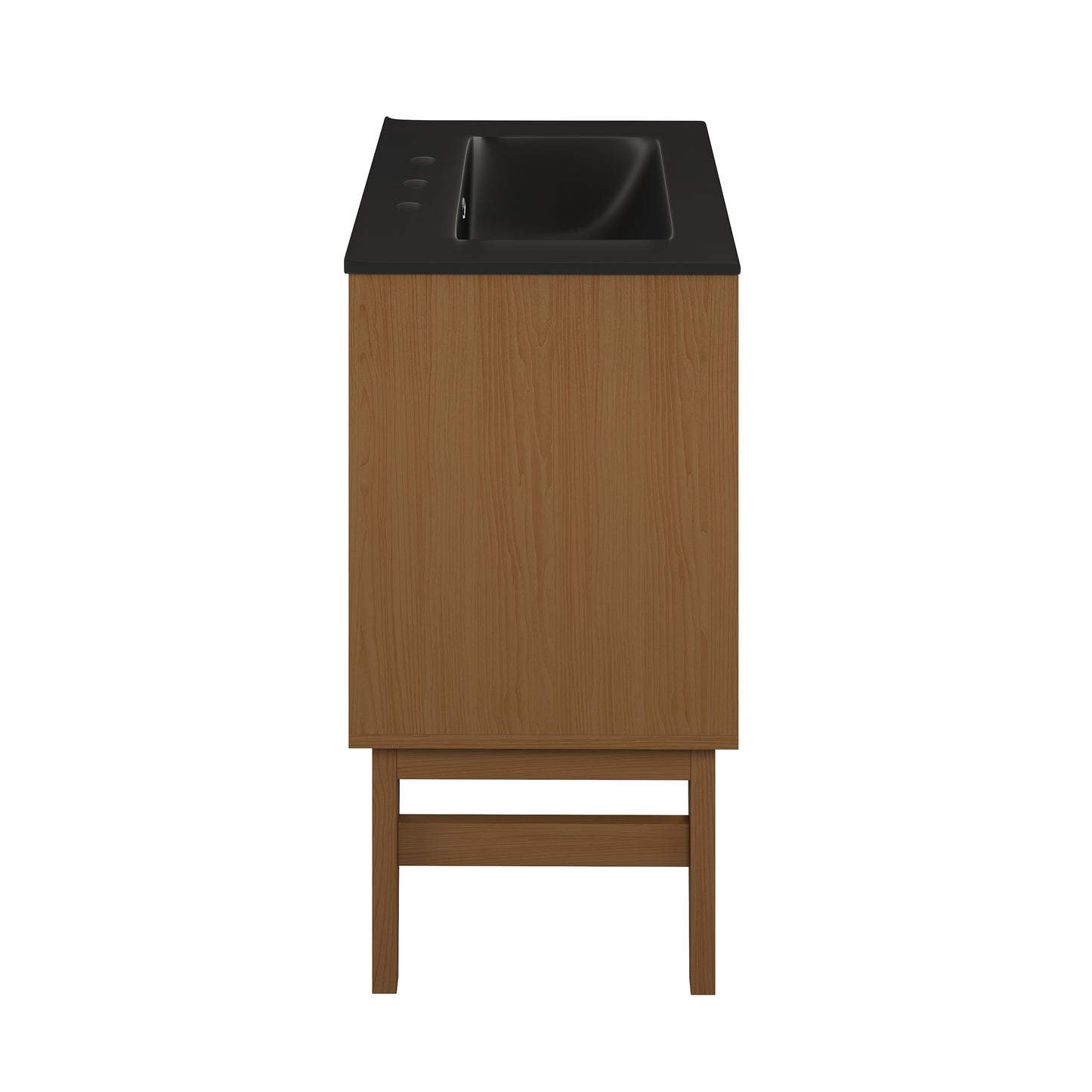 Swiss Madison, Bosse 24" Freestanding Bathroom Vanity in Brown Oak with Black 3-Hole Centerset Sink Top