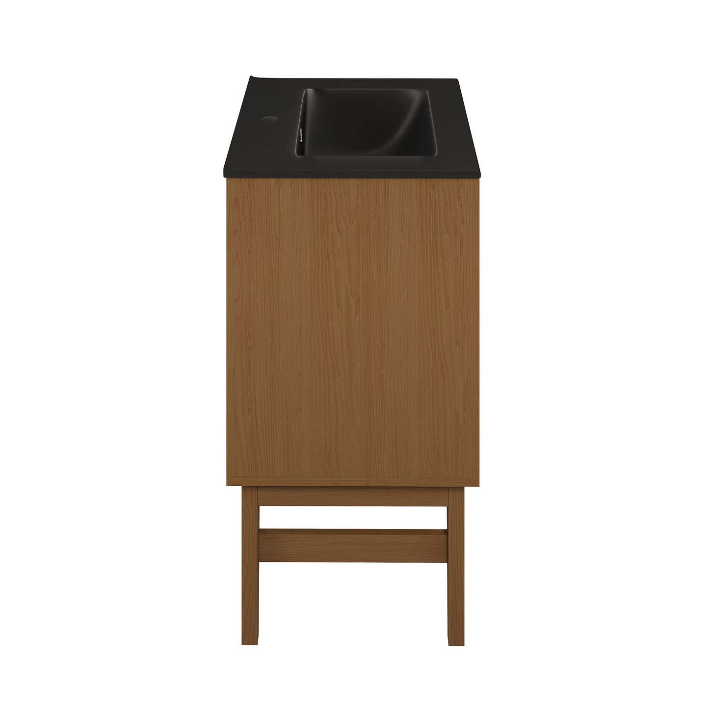 Swiss Madison, Bosse 24" Freestanding Bathroom Vanity in Brown Oak with Black Sink Top