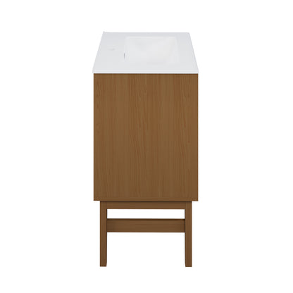 Swiss Madison, Bosse 24" Freestanding Bathroom Vanity in Brown Oak with Sink Top