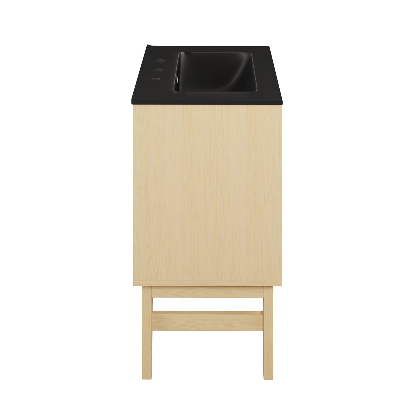 Swiss Madison, Bosse 24" Freestanding Bathroom Vanity in Natural Oak with Black 3-Hole Centerset Sink Top