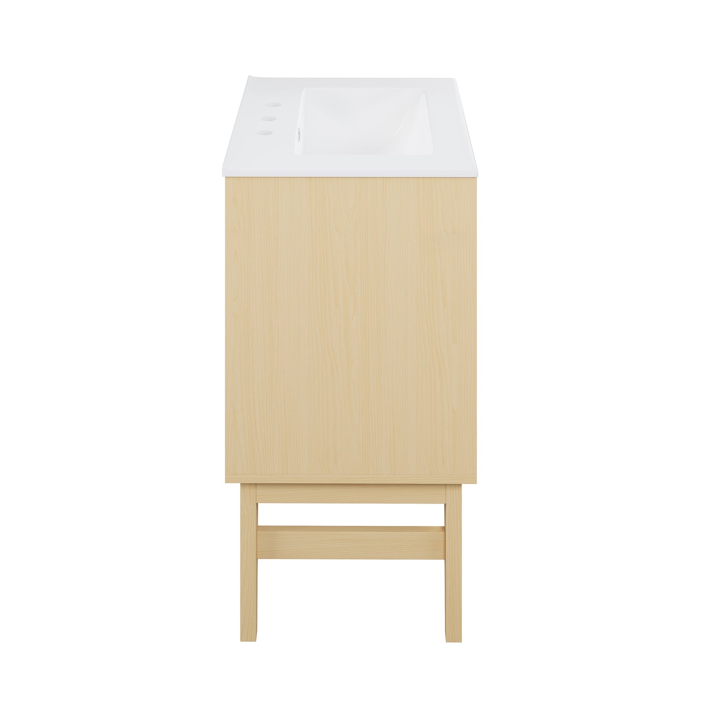 Swiss Madison, Bosse 24" Freestanding Bathroom Vanity in Natural Oak with 3-Hole Centerset Sink Top