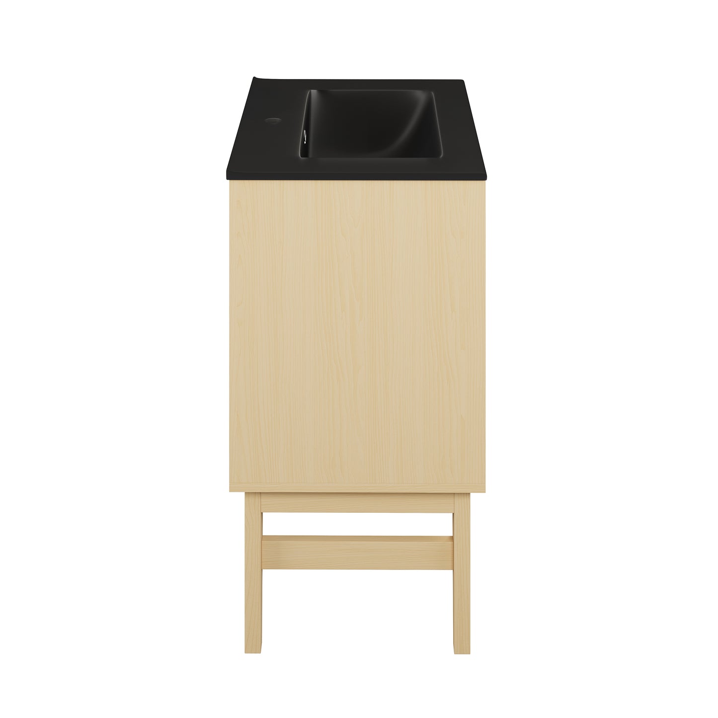 Swiss Madison, Bosse 24" Freestanding Bathroom Vanity in Natural Oak with Black Sink Top