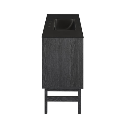 Swiss Madison, Bosse 36" Freestanding Bathroom Vanity in Black Oak with Black 3-Hole Widespread Sink Top