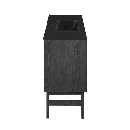 Swiss Madison, Bosse 36" Freestanding Bathroom Vanity in Black Oak with Black Sink Top