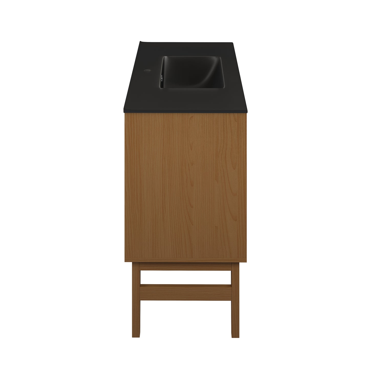 Swiss Madison, Bosse 36" Freestanding Bathroom Vanity in Brown Oak with Black Sink Top