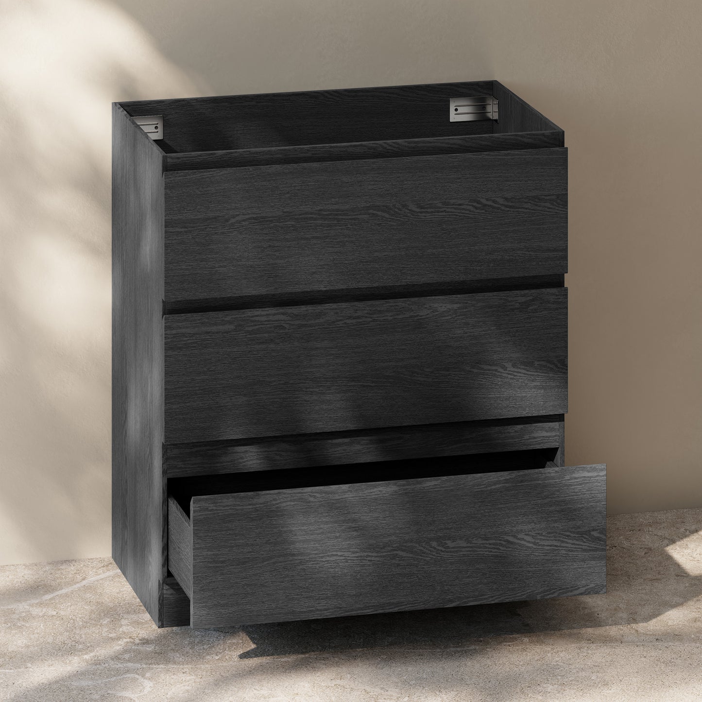 Swiss Madison, Liberte 30" Freestanding Bathroom Vanity Cabinet without Top in Black Oak