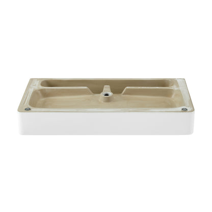 Swiss Madison, Carre 36" Console Sink White Basin Chrome Legs with 8" Widespread Holes