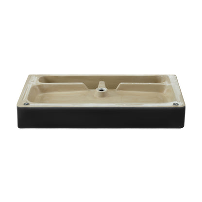 Swiss Madison, Carre 36 Ceramic Console Sink Matte Black Basin Black Legs