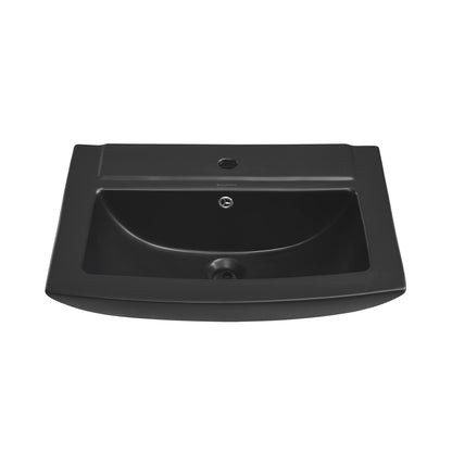 Swiss Madison, Sublime Square Two-Piece Pedestal Sink in Matte Black
