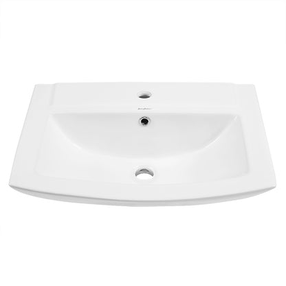 Swiss Madison, Sublime Two-Piece Glossy White Ceramic Rectangular Pedestal Sink