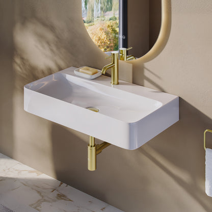Swiss Madison, Voltaire 32" Rectangle Vessel Sink in Glossy White with Faucet Mount
