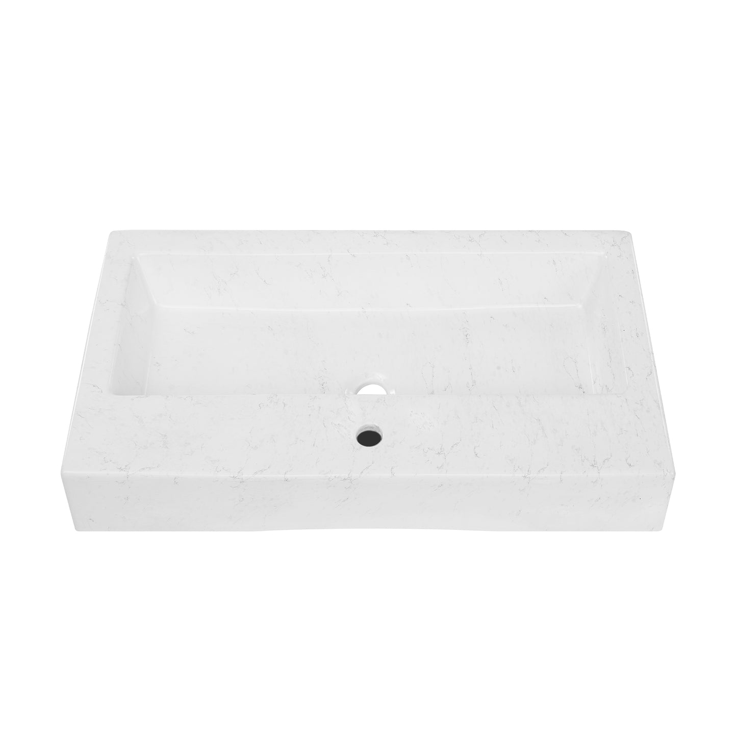 Swiss Madison, Voltaire Wide Rectangle Vessel Sink in Static Marble