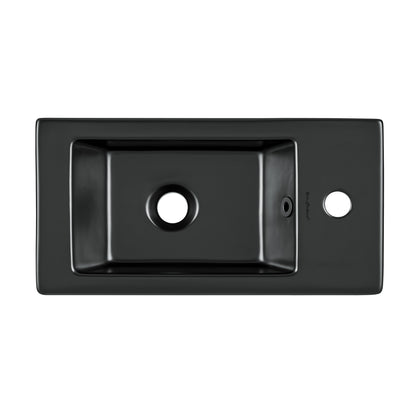 Swiss Madison, Voltaire 19.5 x 10 Rectangular Ceramic Wall Hung Sink with Right Side Faucet Mount, Matte Black