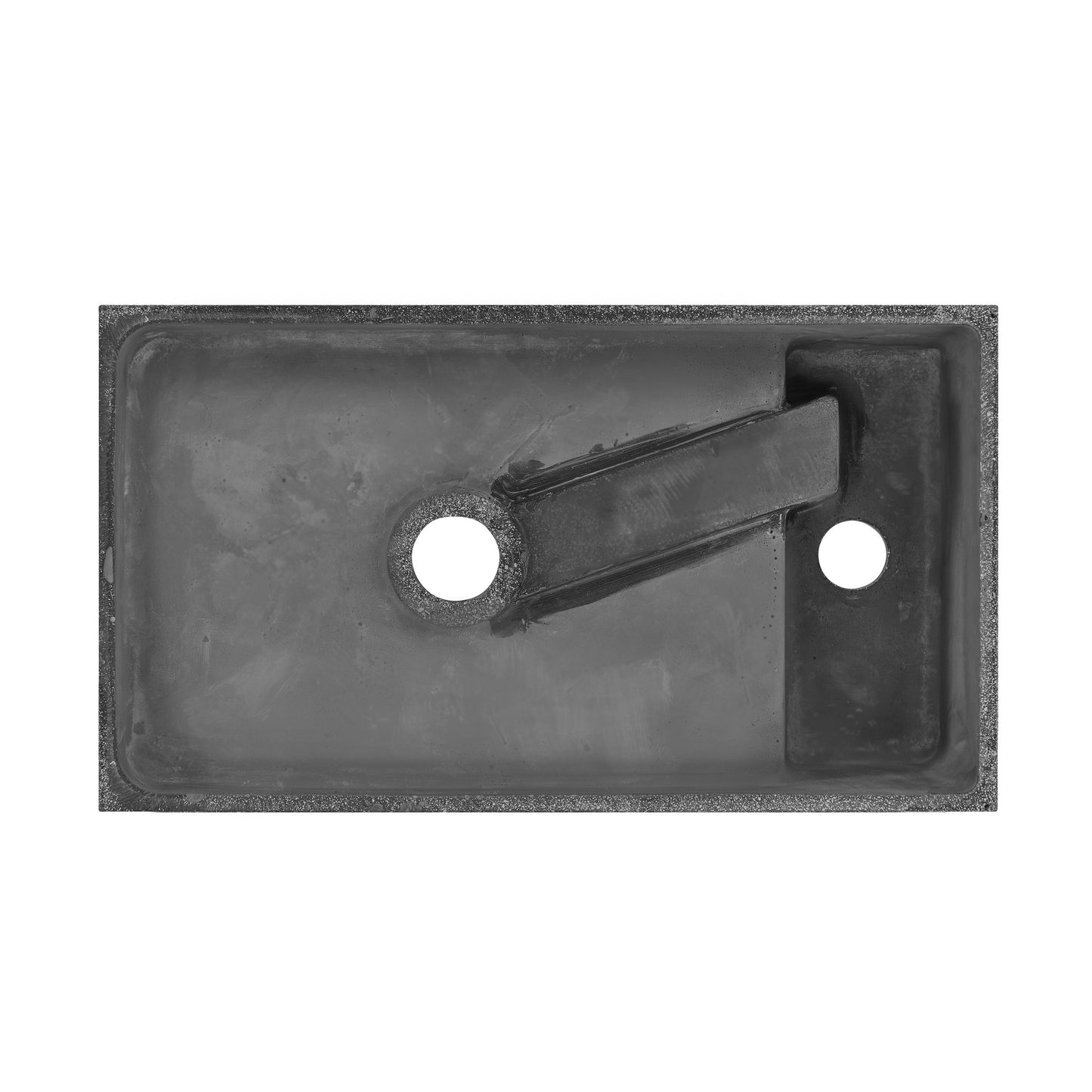 Swiss Madison, Lisse 16" Concrete Rectangle Wall-Mounted Sink with Left Side Faucet Mount in Matte Dark Gray