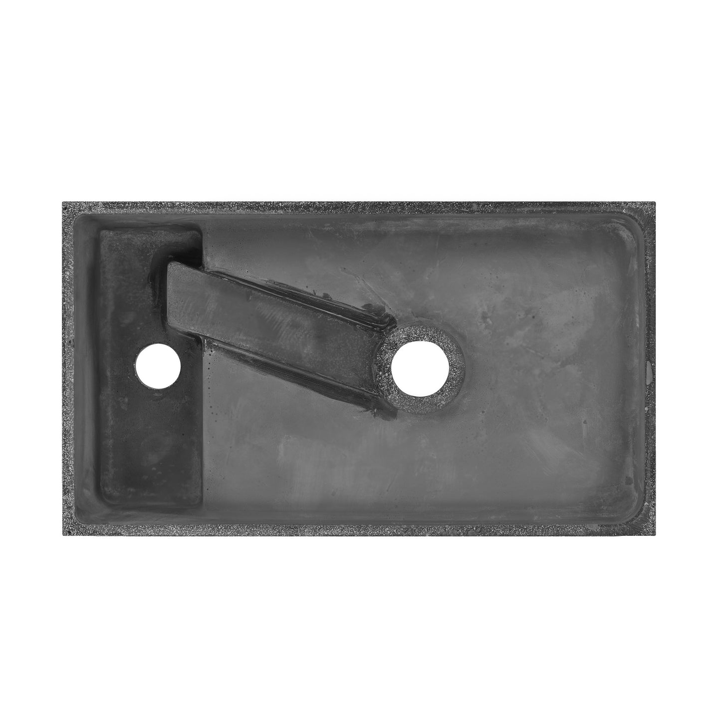 Swiss Madison, Lisse 16" Concrete Rectangle Wall-Mounted Sink with Right Side Faucet Mount in Matte Dark Gray