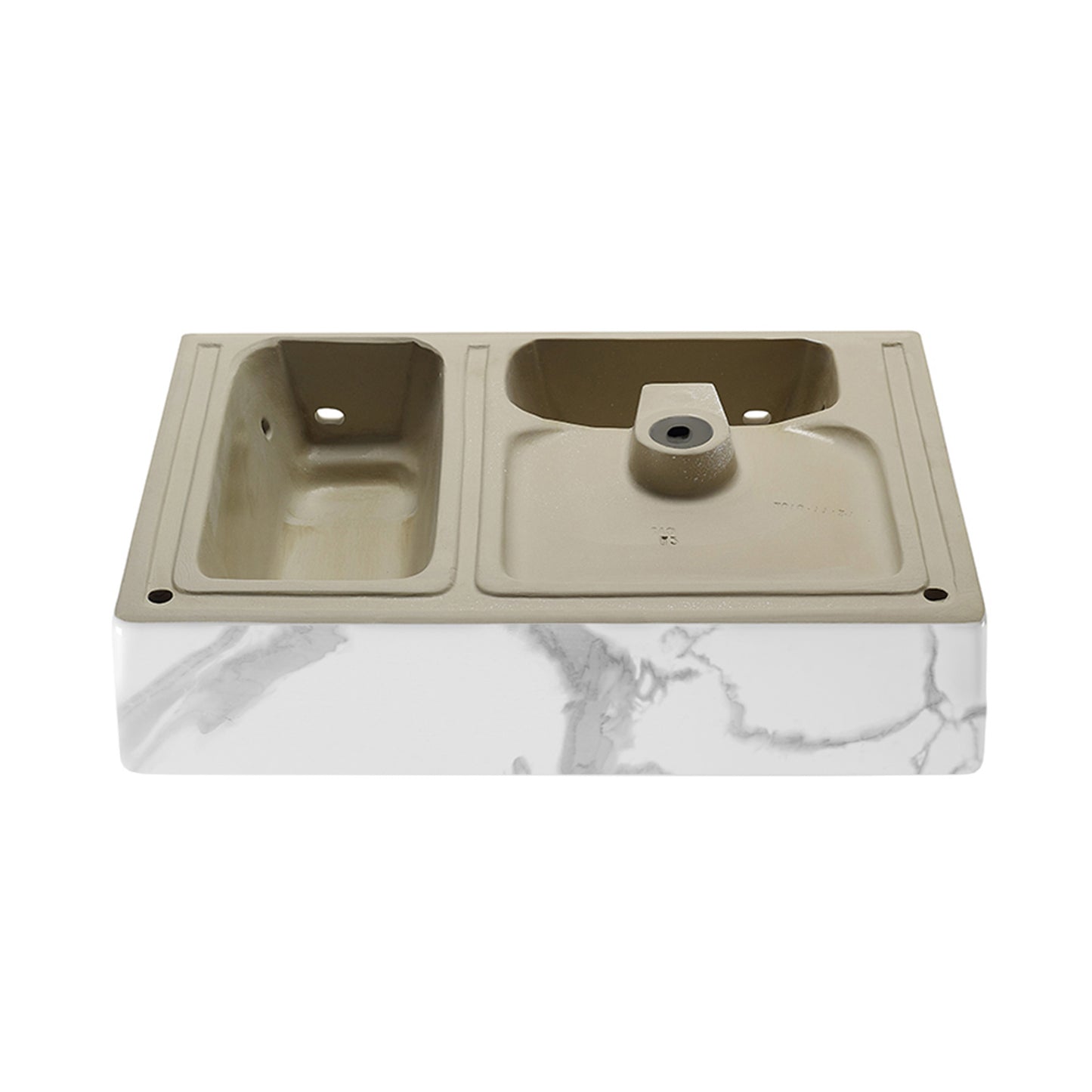 Swiss Madison, St. Tropez 24" Left Side Faucet Wall-Mount Bathroom Sink in White Marble