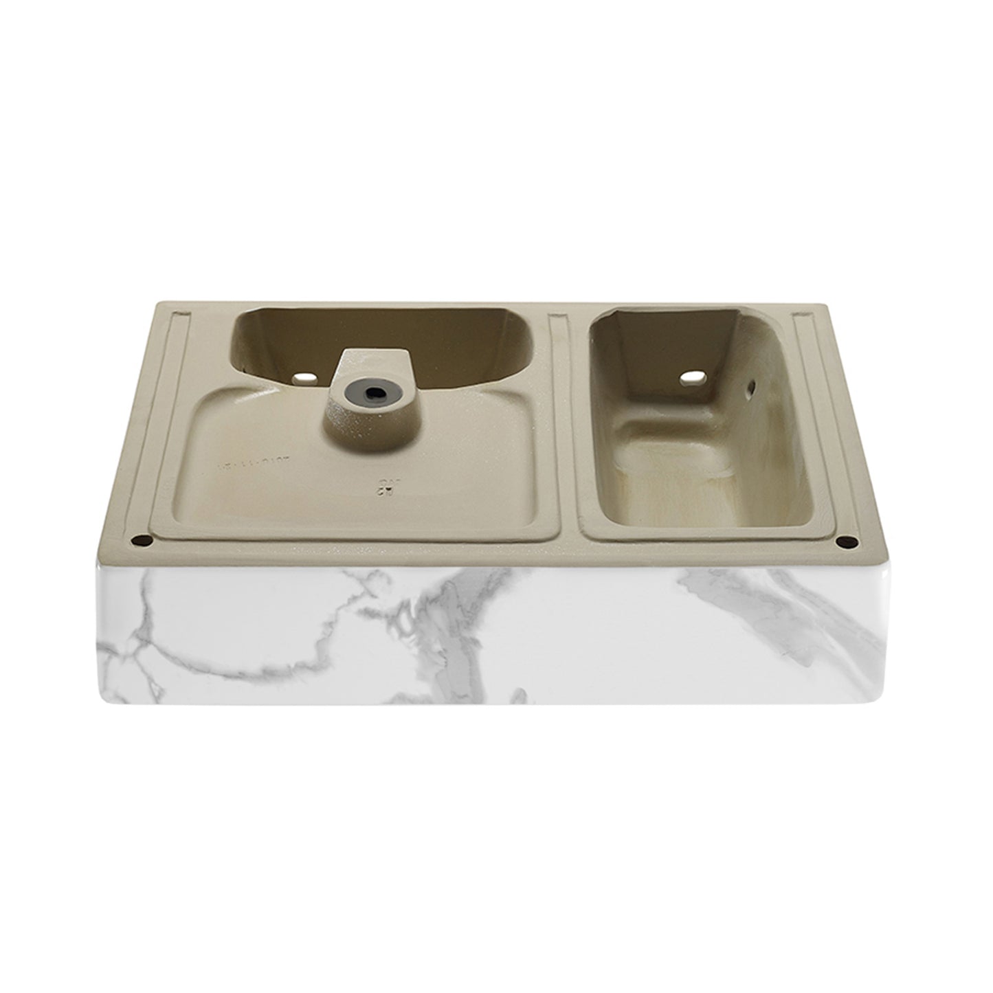 Swiss Madison, St. Tropez 24" Right Side Faucet Wall-Mount Bathroom Sink in White Marble