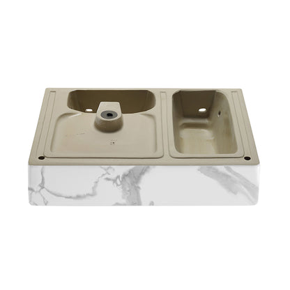Swiss Madison, St. Tropez 24" Right Side Faucet Wall-Mount Bathroom Sink in White Marble